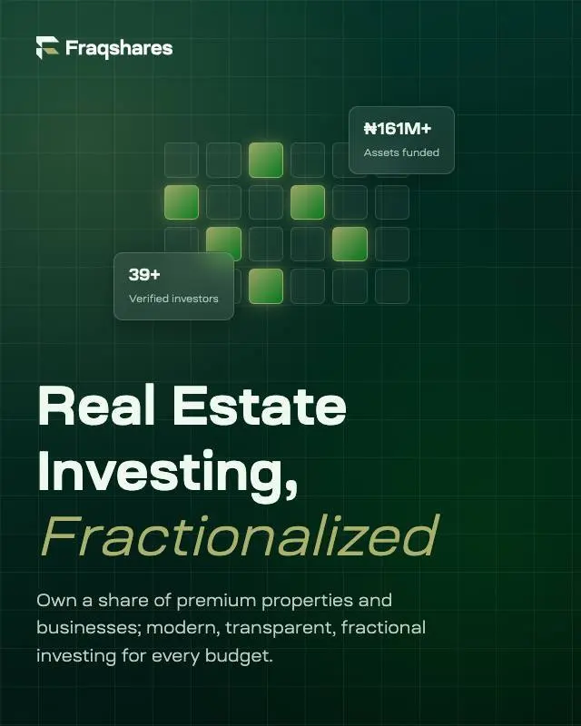 Fraqshares' sign-in page, headed Real Estate Investing, Fractionalized.